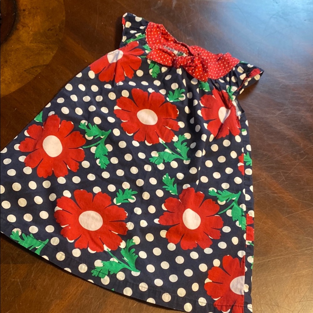 Old Navy Navy Polka Dot Dress with Red Floral Print